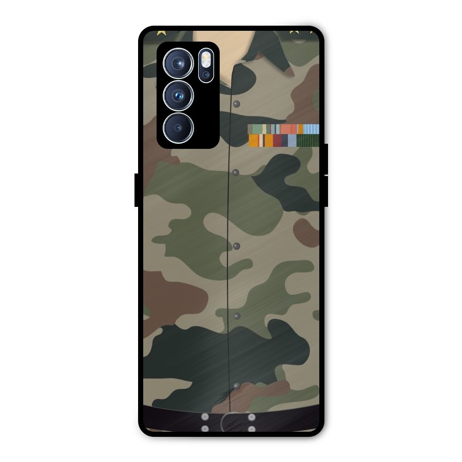Army Uniform Metal Back Case for Oppo Reno6 Pro 5G