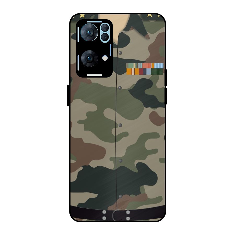Army Uniform Metal Back Case for Oppo Reno7 Pro 5G