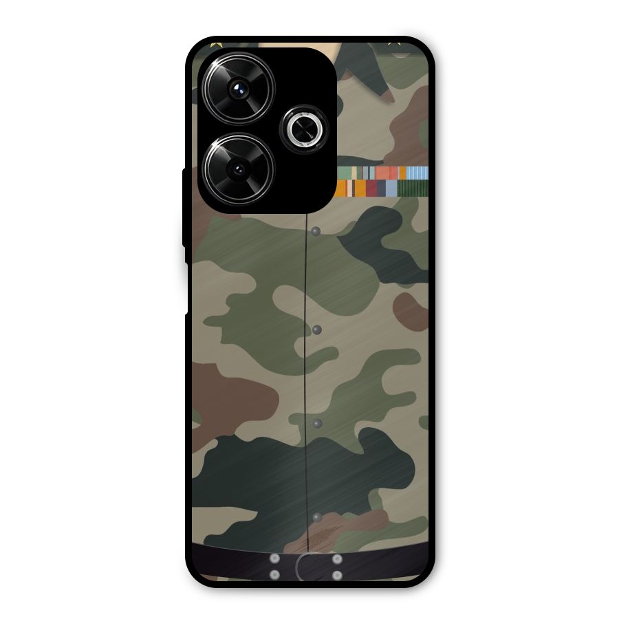 Army Uniform Metal Back Case for Poco M6 Plus