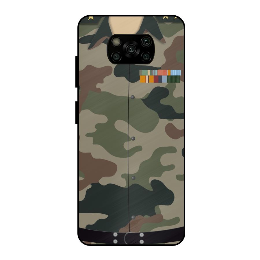 Army Uniform Metal Back Case for Poco X3