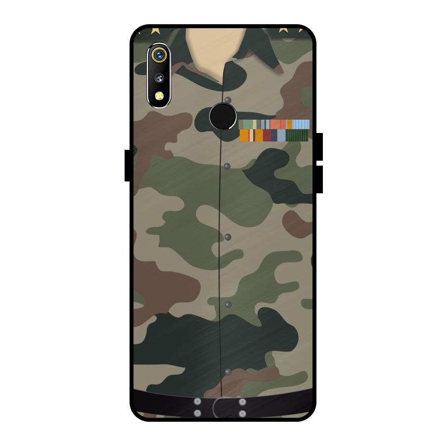 Army Uniform Metal Back Case for Realme 3i