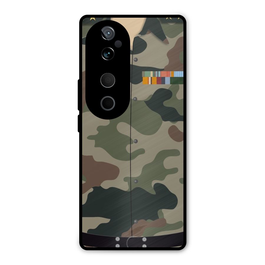 Army Uniform Metal Back Case for Vivo T3 Ultra