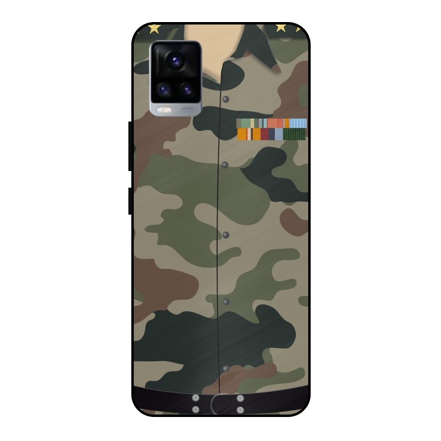 Army Uniform Metal Back Case for Vivo V20 2021