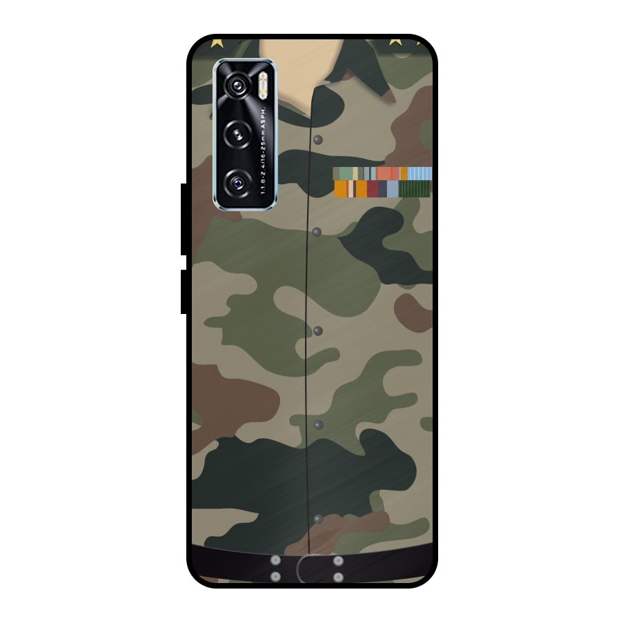 Army Uniform Metal Back Case for Vivo V20 SE