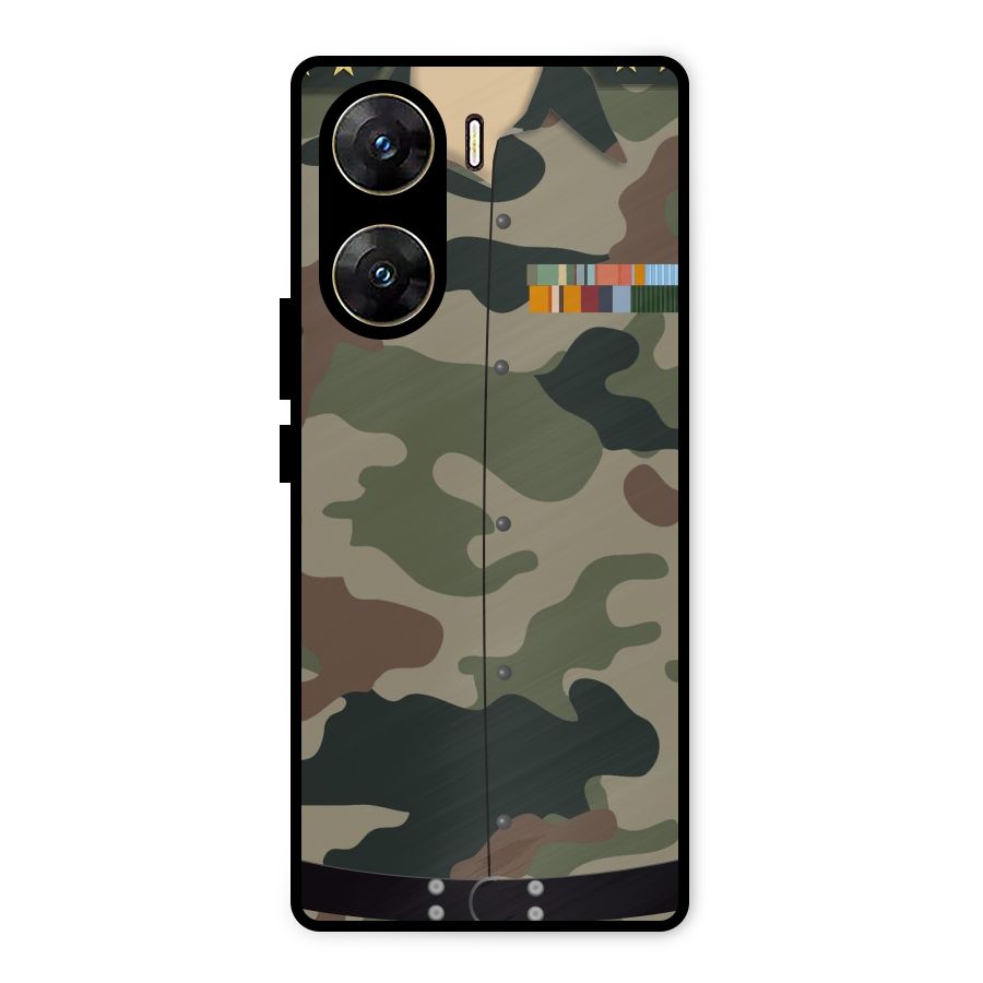 Army Uniform Metal Back Case for Vivo V29e