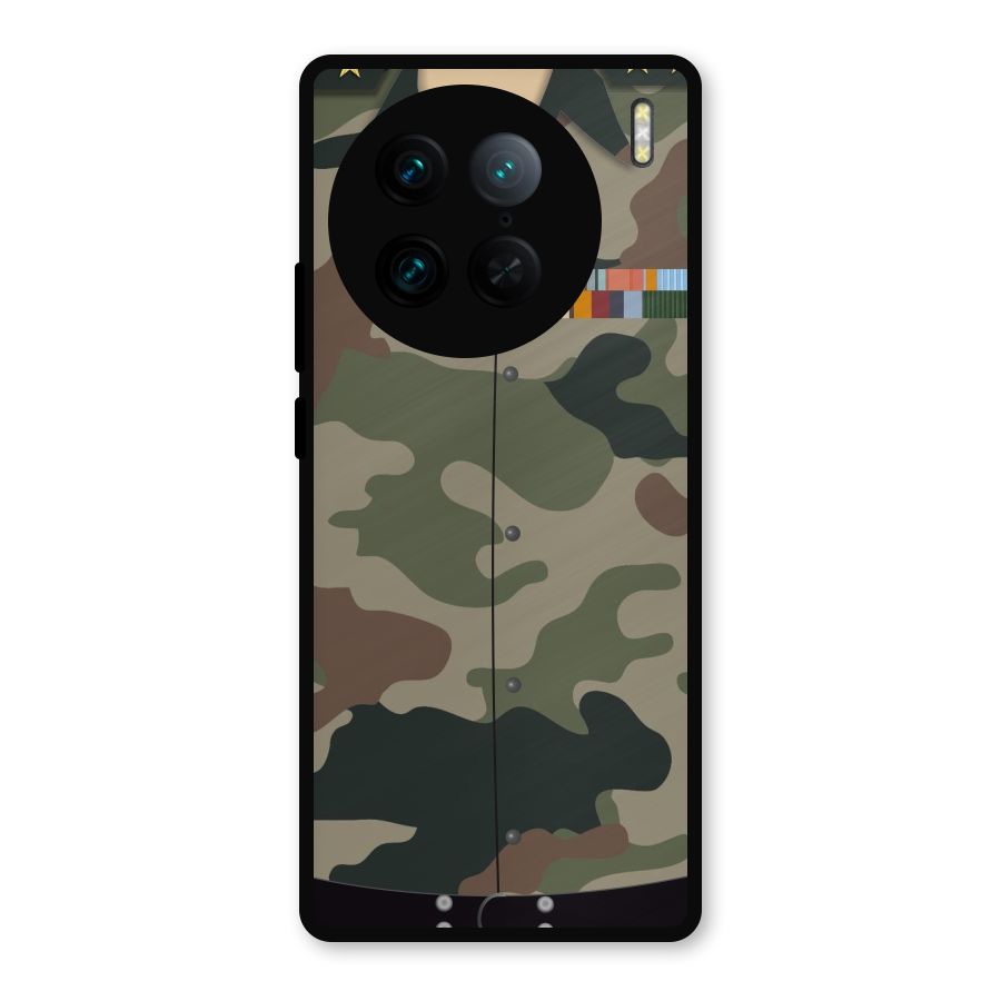Army Uniform Metal Back Case for Vivo X90 Pro
