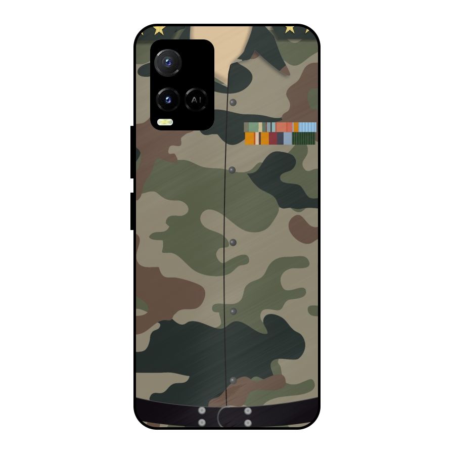 Army Uniform Metal Back Case for Vivo Y21T