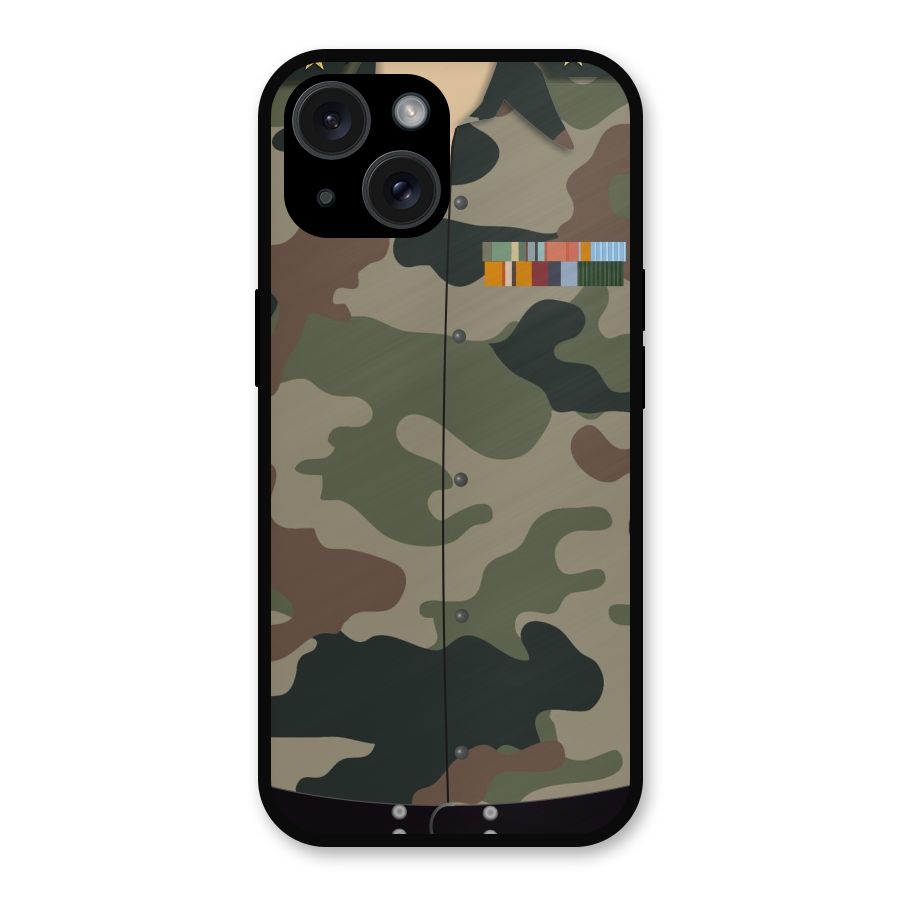 Army Uniform Metal Back Case for iPhone 15