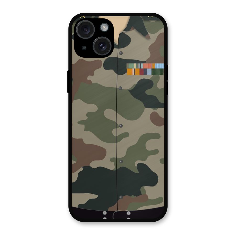 Army Uniform Metal Back Case for iPhone 15 Plus