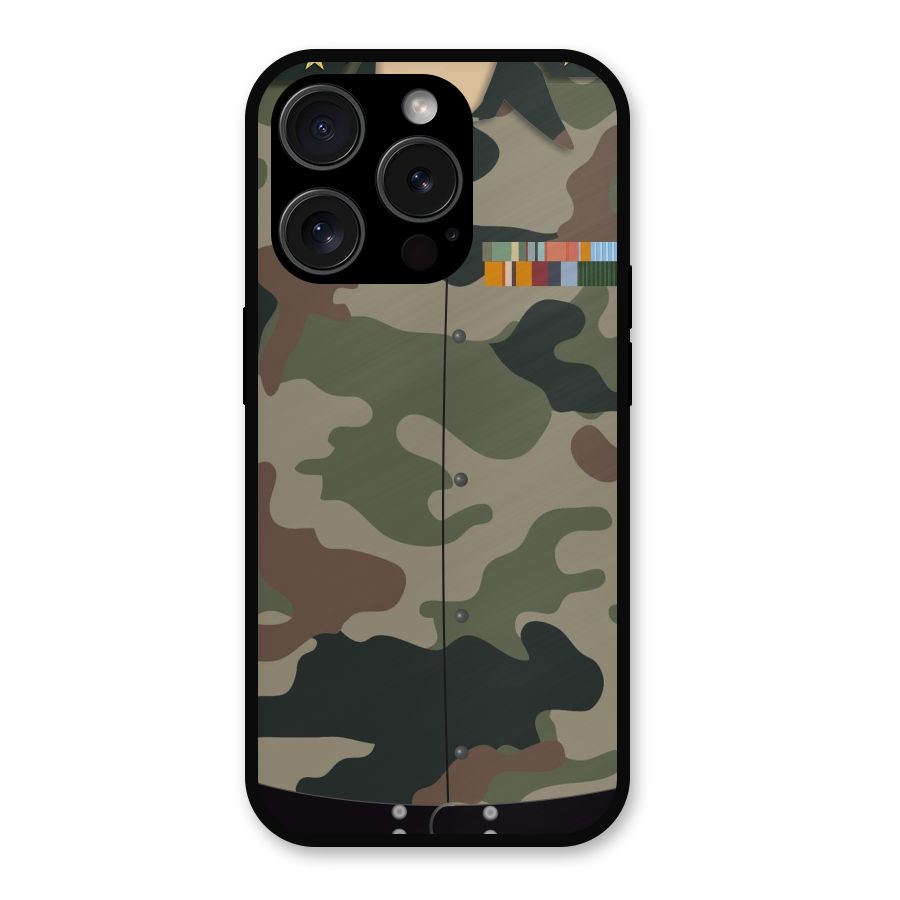 Army Uniform Metal Back Case for iPhone 15 Pro