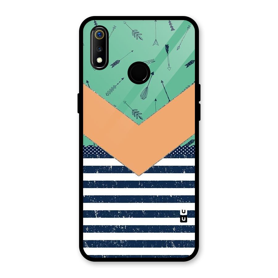 Arrows and Stripes Glass Back Case for Realme 3