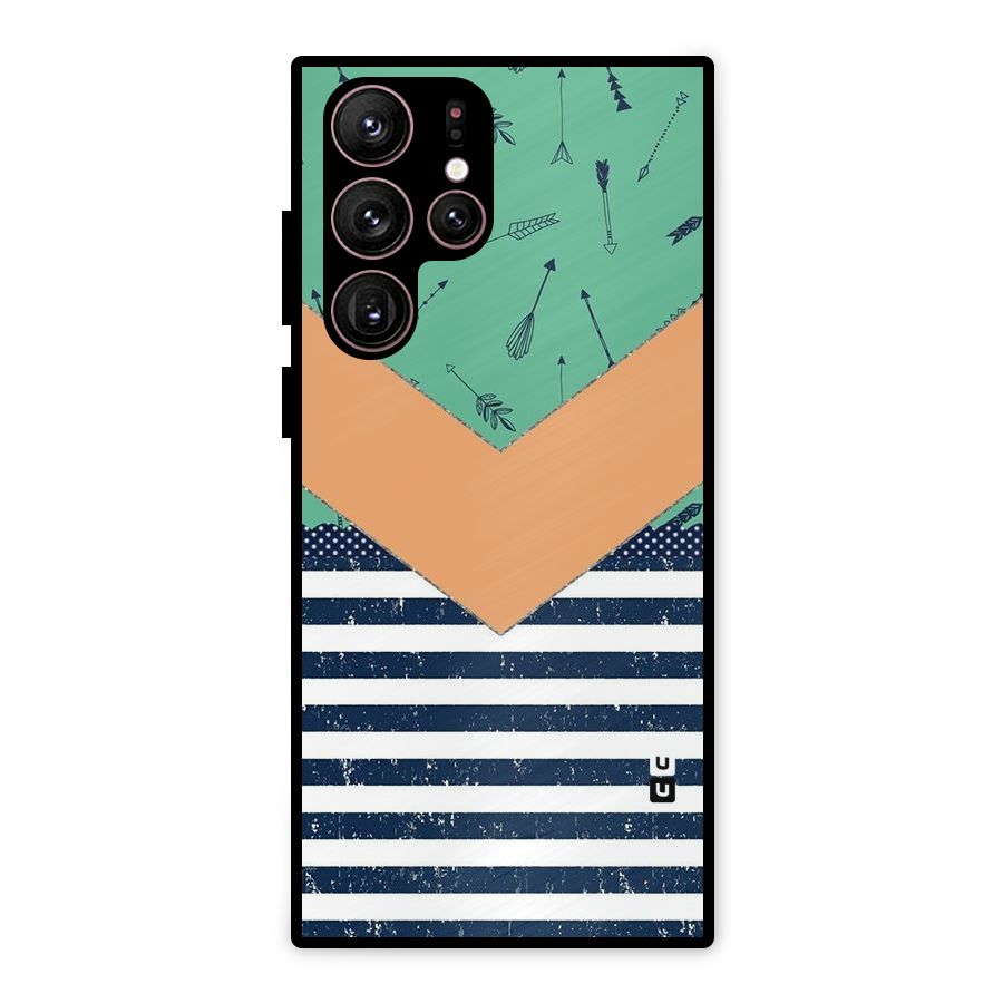 Arrows and Stripes Metal Back Case for Galaxy S22 Ultra 5G