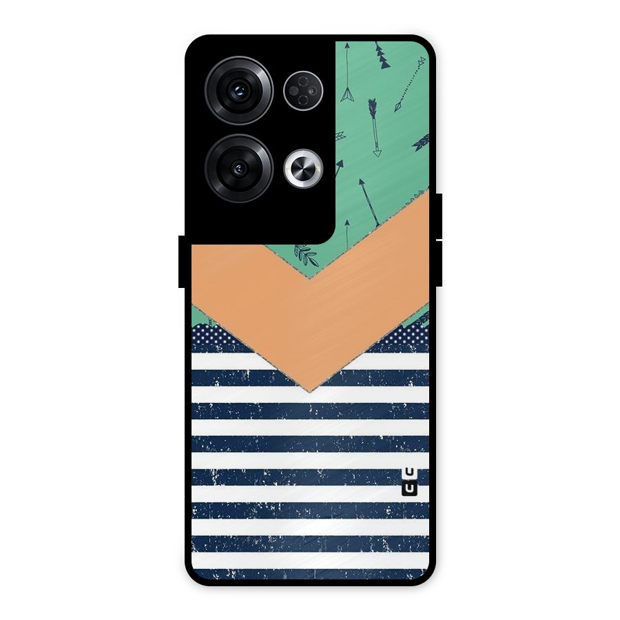 Arrows and Stripes Metal Back Case for Oppo Reno8 Pro 5G
