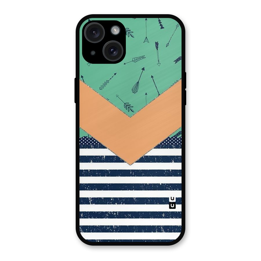 Arrows and Stripes Metal Back Case for iPhone 15 Plus