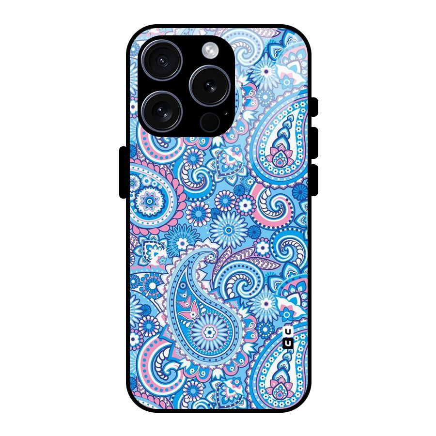 Artistic Blue Art Glass Back Case for iPhone 15 Pro