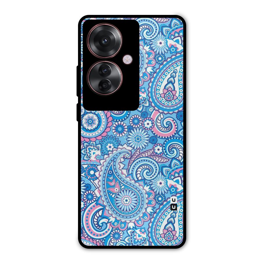 Artistic Blue Art Metal Back Case for Oppo F25 Pro