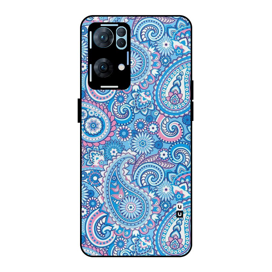 Artistic Blue Art Metal Back Case for Oppo Reno7 Pro 5G