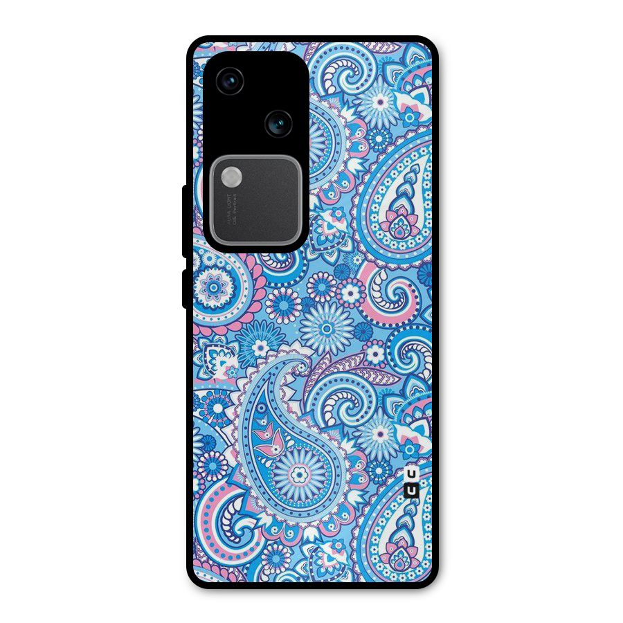 Artistic Blue Art Metal Back Case for Vivo V30