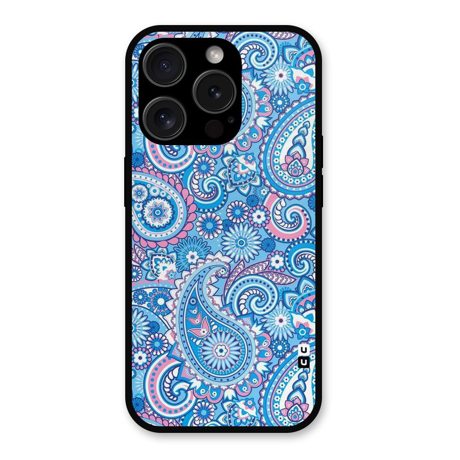 Artistic Blue Art Metal Back Case for iPhone 15 Pro