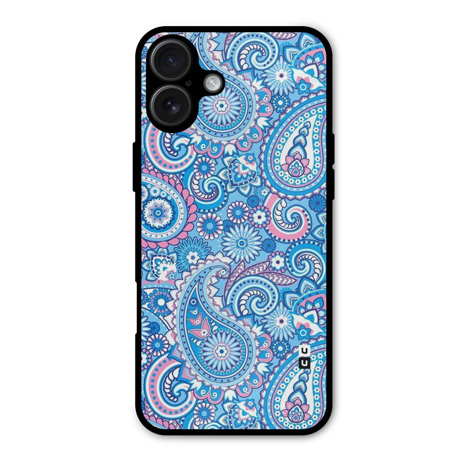 Artistic Blue Art Metal Back Case for iPhone 16 Plus