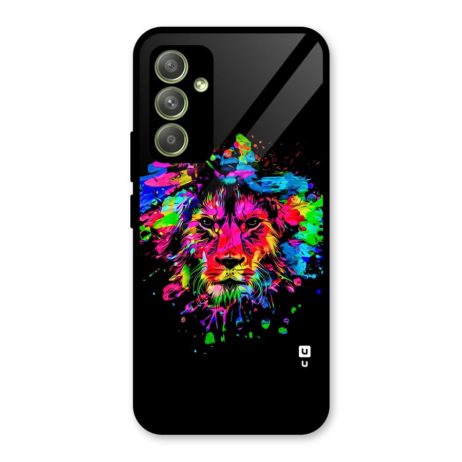 Artistic Lion Art Splash Glass Back Case for Galaxy A54