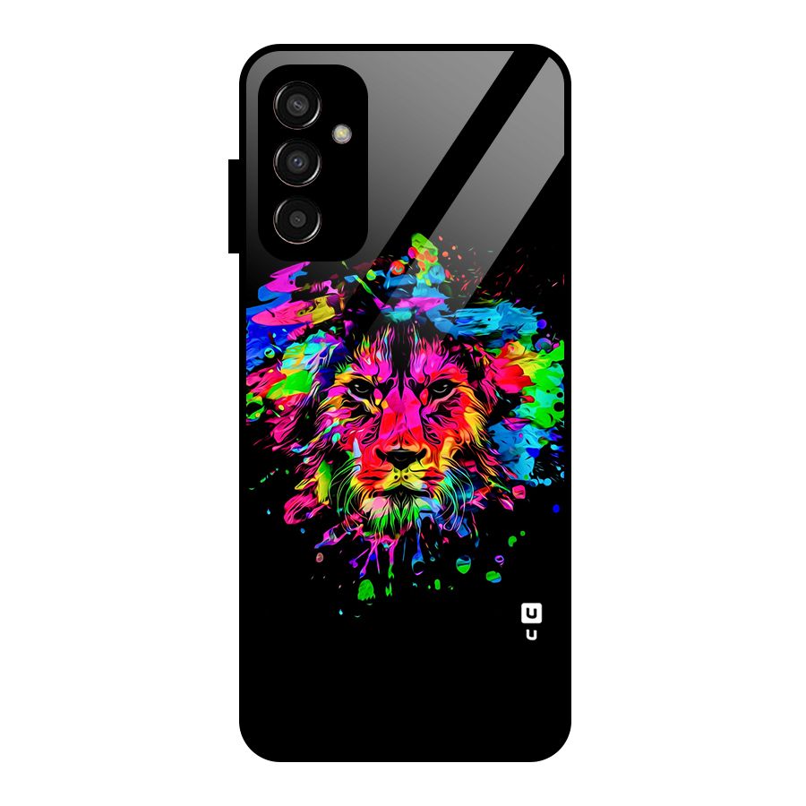 Artistic Lion Art Splash Glass Back Case for Galaxy F13