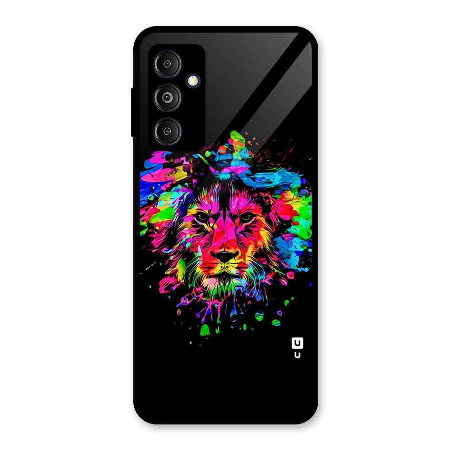 Artistic Lion Art Splash Glass Back Case for Galaxy M14 5G