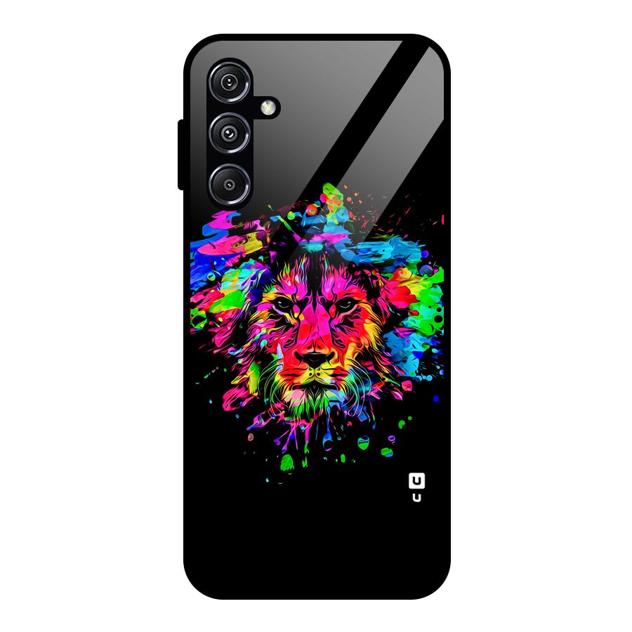 Artistic Lion Art Splash Glass Back Case for Galaxy M34 5G