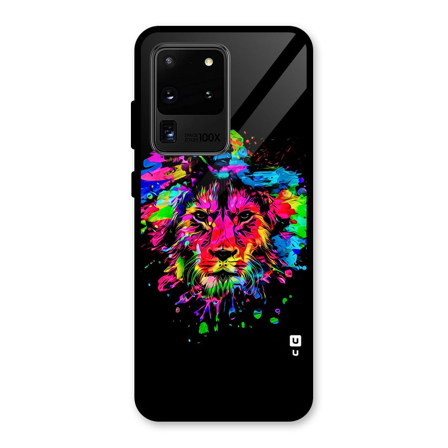 Artistic Lion Art Splash Glass Back Case for Galaxy S20 Ultra