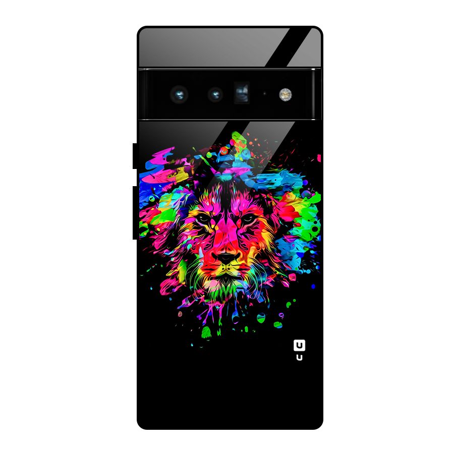 Artistic Lion Art Splash Glass Back Case for Google Pixel 6 Pro