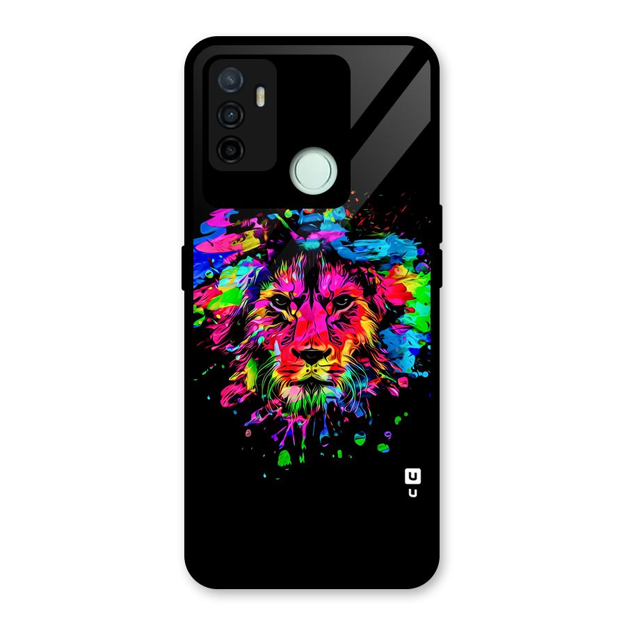 Artistic Lion Art Splash Glass Back Case for Oppo A53