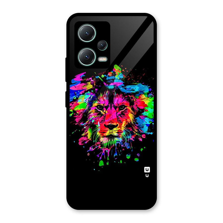Artistic Lion Art Splash Glass Back Case for Poco X5
