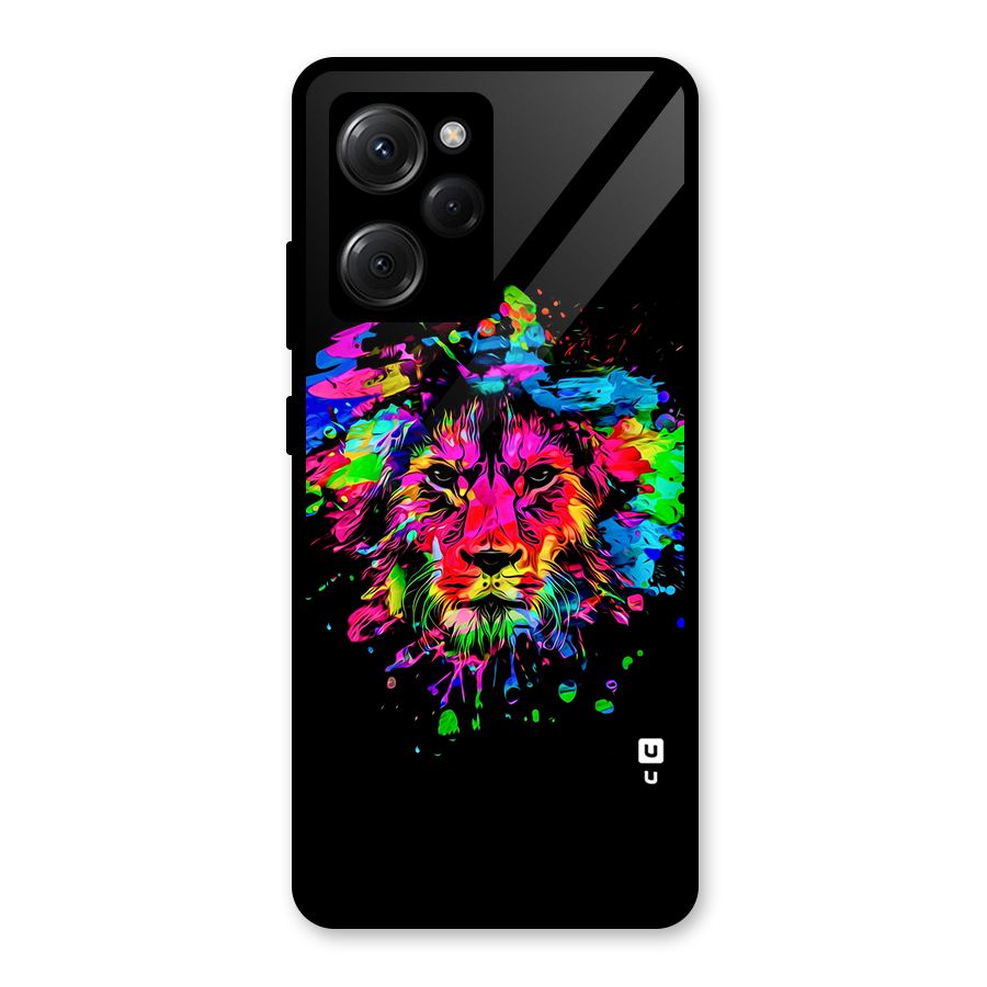 Artistic Lion Art Splash Glass Back Case for Poco X5 Pro