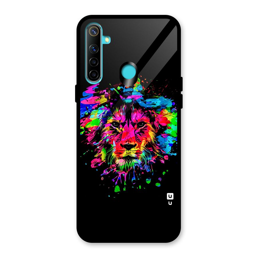 Artistic Lion Art Splash Glass Back Case for Realme Narzo 10