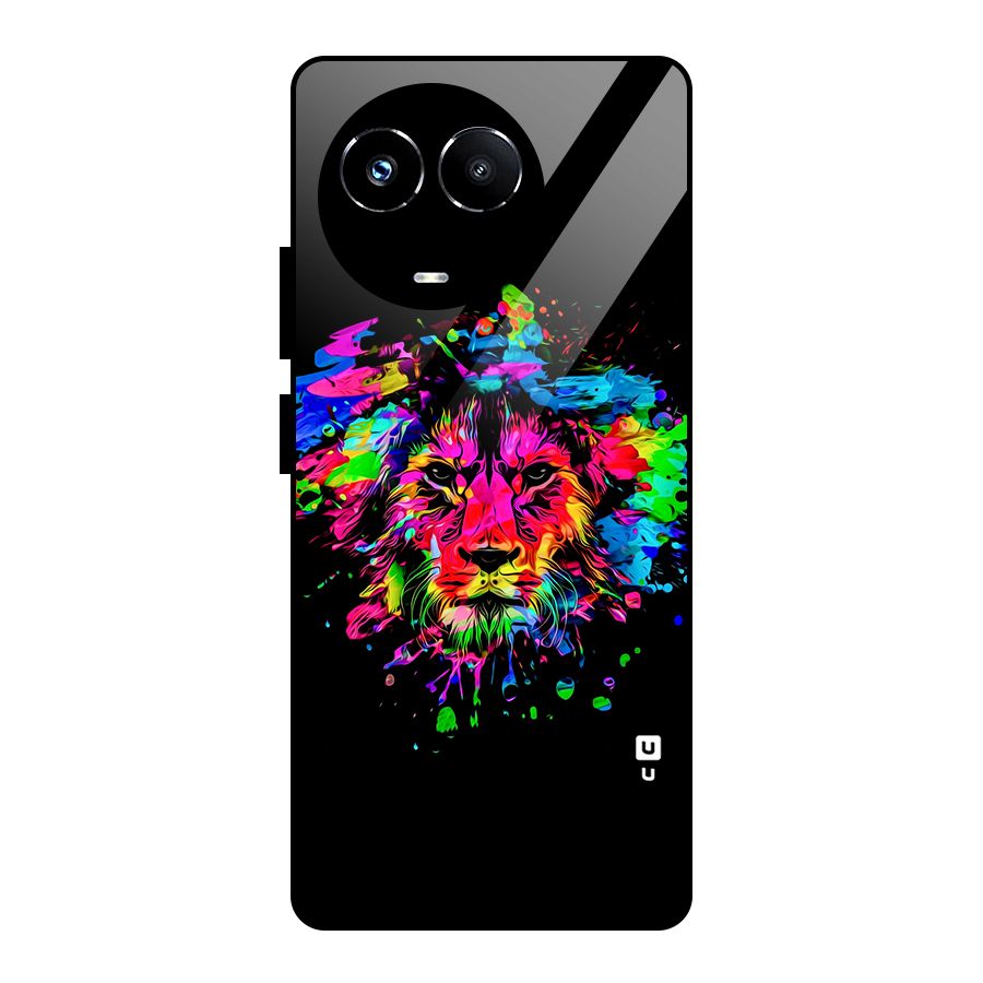 Artistic Lion Art Splash Glass Back Case for Realme Narzo 60X