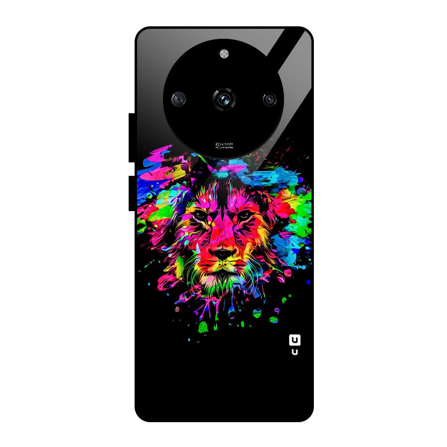 Artistic Lion Art Splash Glass Back Case for Realme Narzo 60 5G
