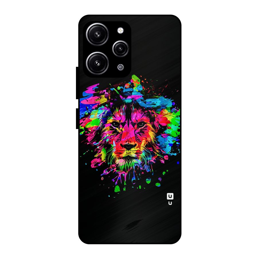 Artistic Lion Art Splash Glass Back Case for Redmi 12 4G