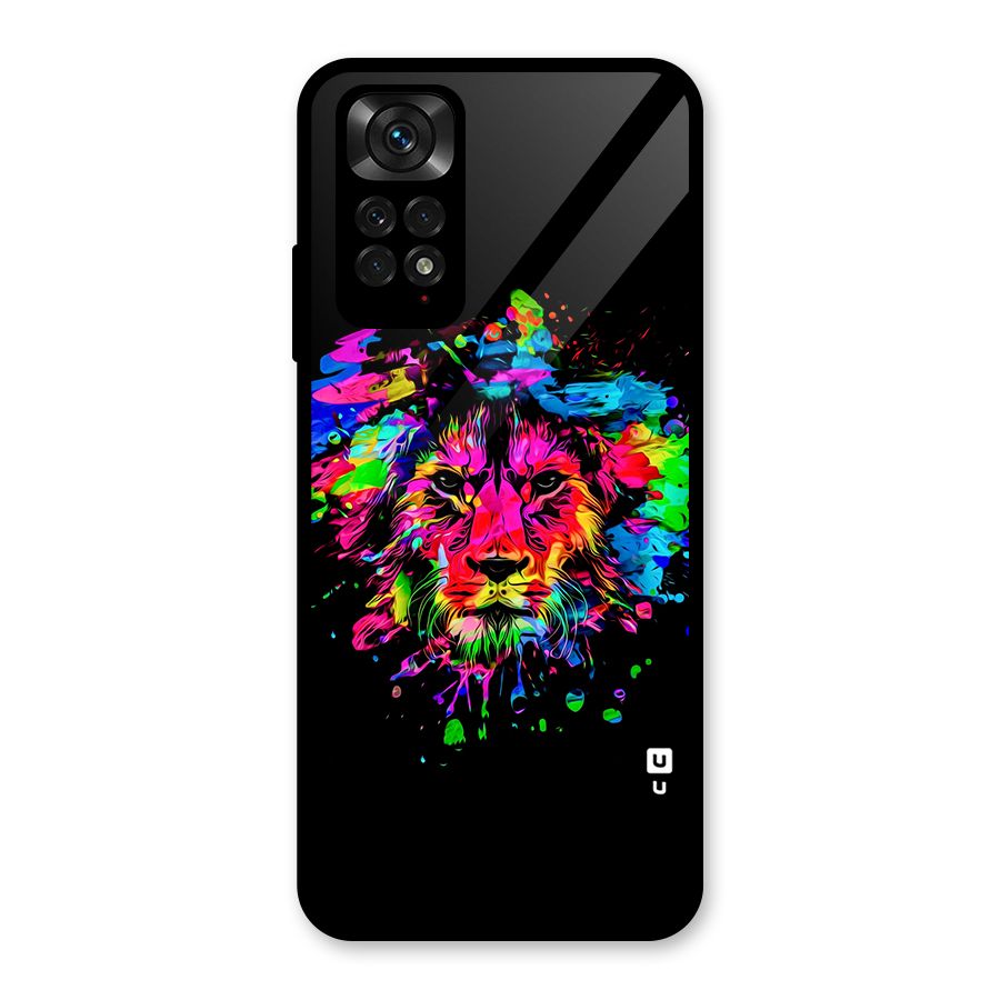 Artistic Lion Art Splash Glass Back Case for Redmi Note 11S