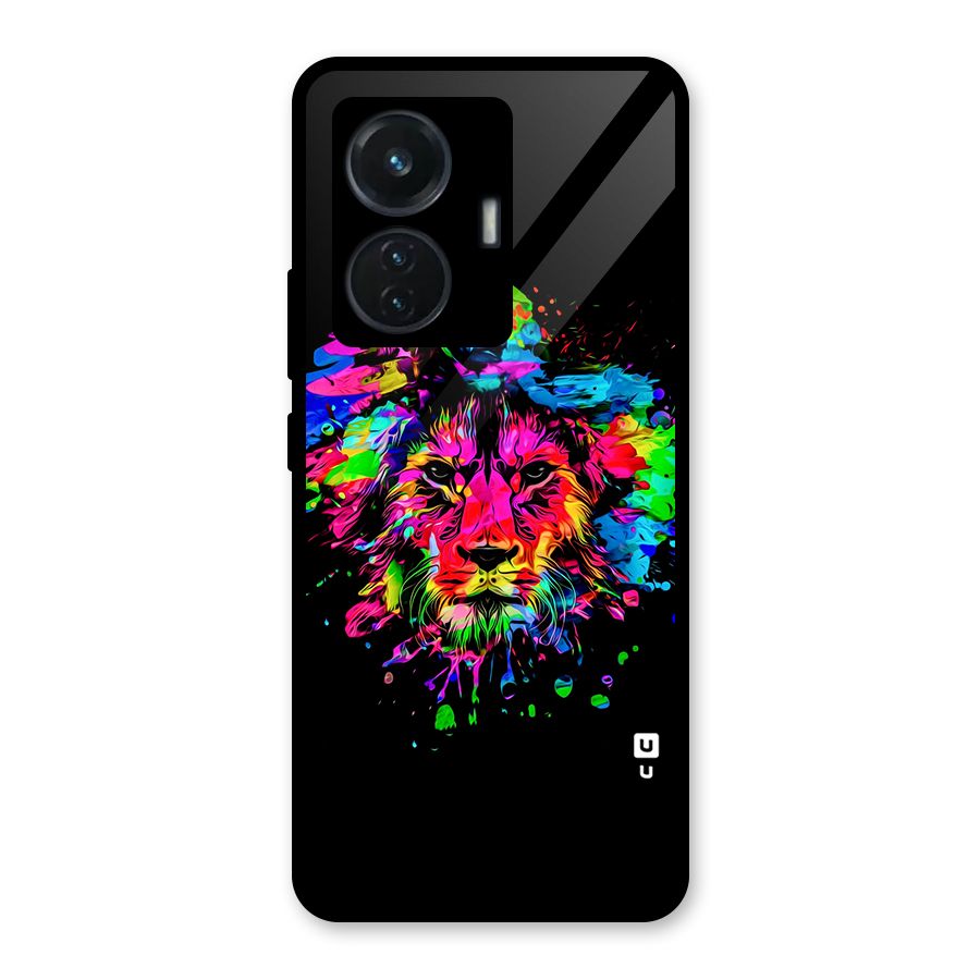 Artistic Lion Art Splash Glass Back Case for Vivo T1 44W