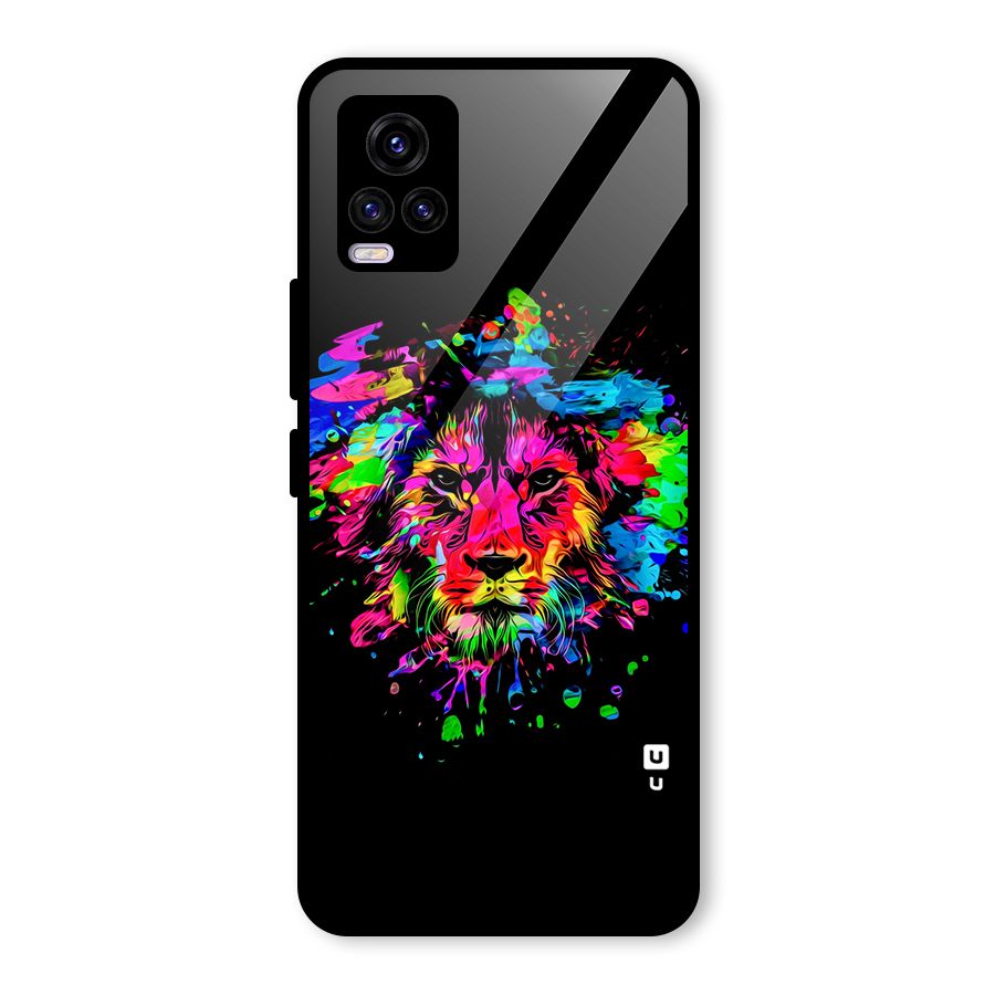 Artistic Lion Art Splash Glass Back Case for Vivo V20 2021