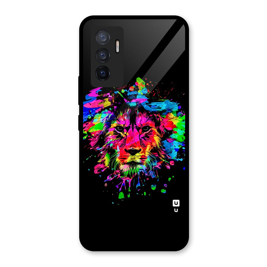 Artistic Lion Art Splash Glass Back Case for Vivo V23e