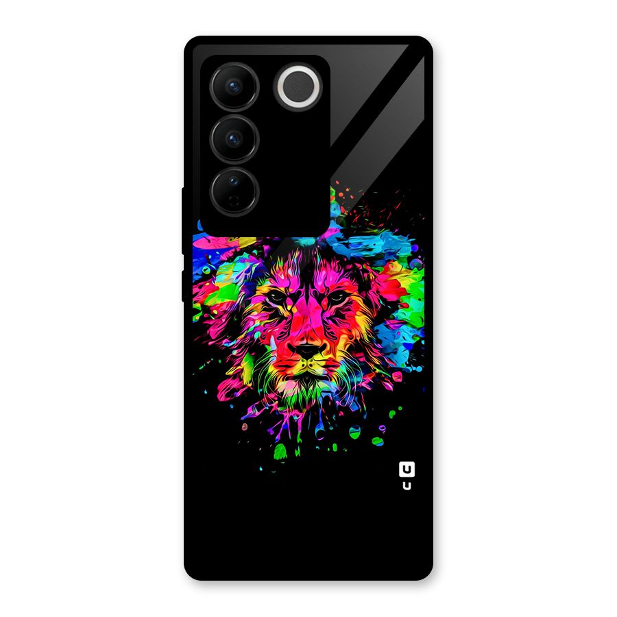 Artistic Lion Art Splash Glass Back Case for Vivo V27