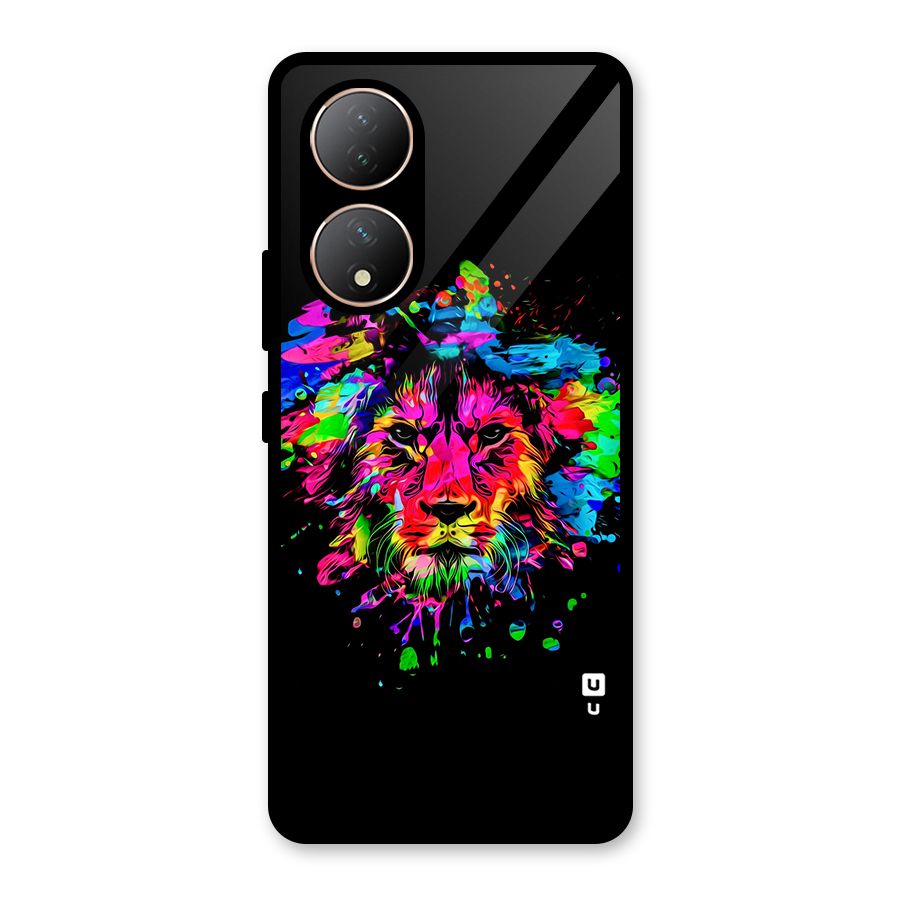 Artistic Lion Art Splash Glass Back Case for Vivo Y100