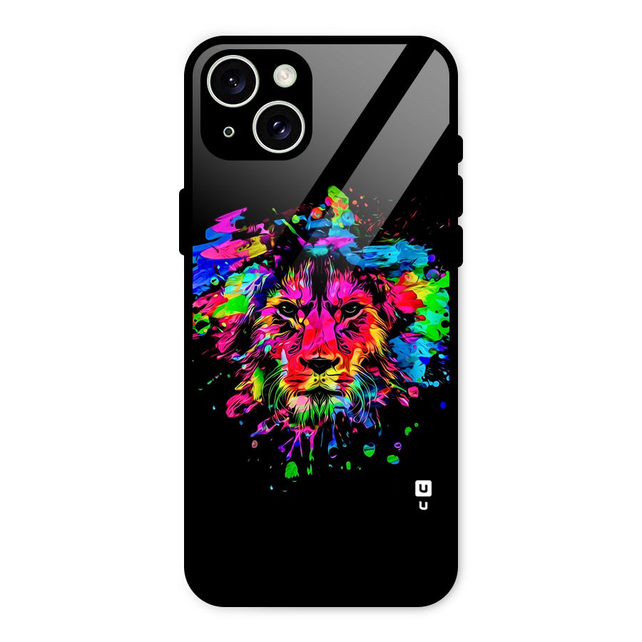 Artistic Lion Art Splash Glass Back Case for iPhone 15 Plus