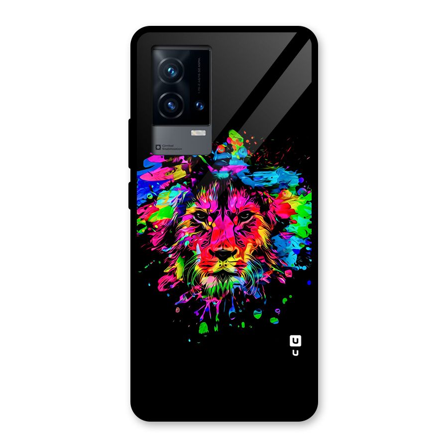 Artistic Lion Art Splash Glass Back Case for iQOO 9 5G