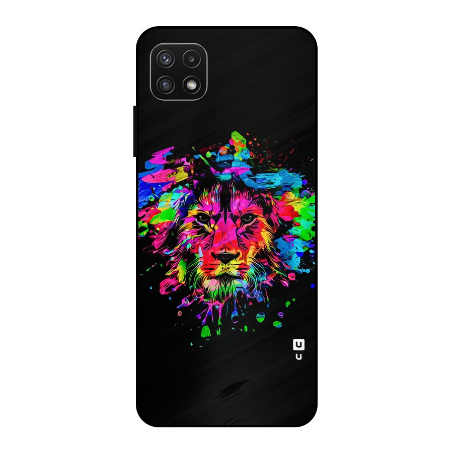Artistic Lion Art Splash Metal Back Case for Galaxy A22 5G