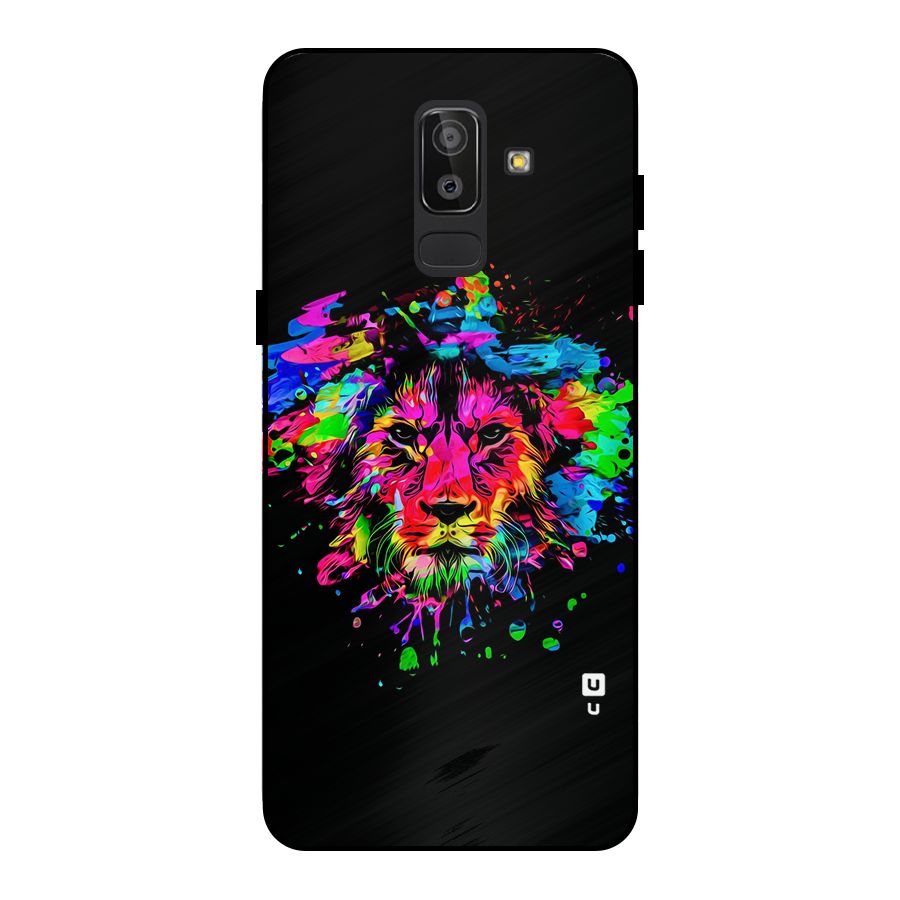 Artistic Lion Art Splash Metal Back Case for Galaxy J8
