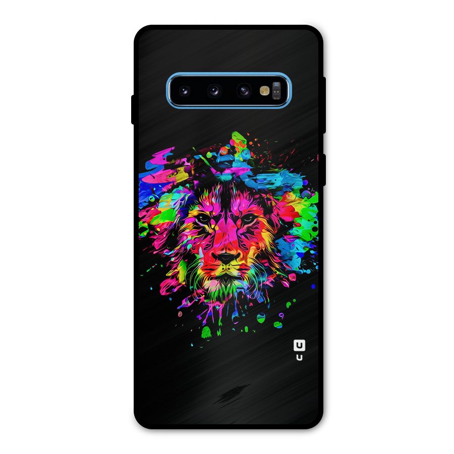 Artistic Lion Art Splash Metal Back Case for Galaxy S10