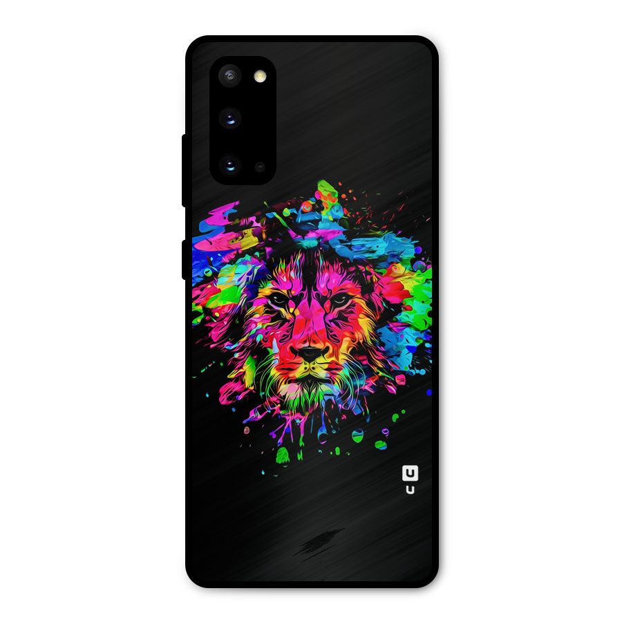 Artistic Lion Art Splash Metal Back Case for Galaxy S20