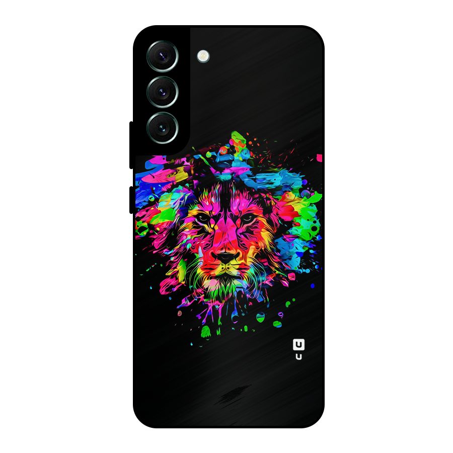 Artistic Lion Art Splash Metal Back Case for Galaxy S22 Plus 5G